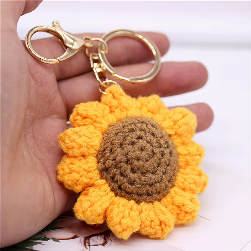 Knitted Sunflower Key & Bag Charm