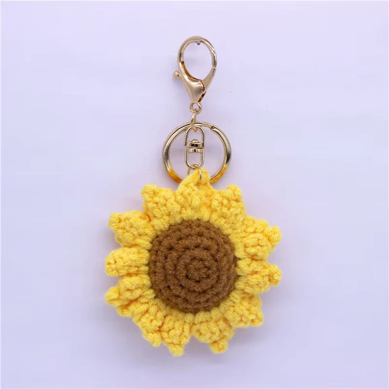 Knitted Sunflower Key & Bag Charm