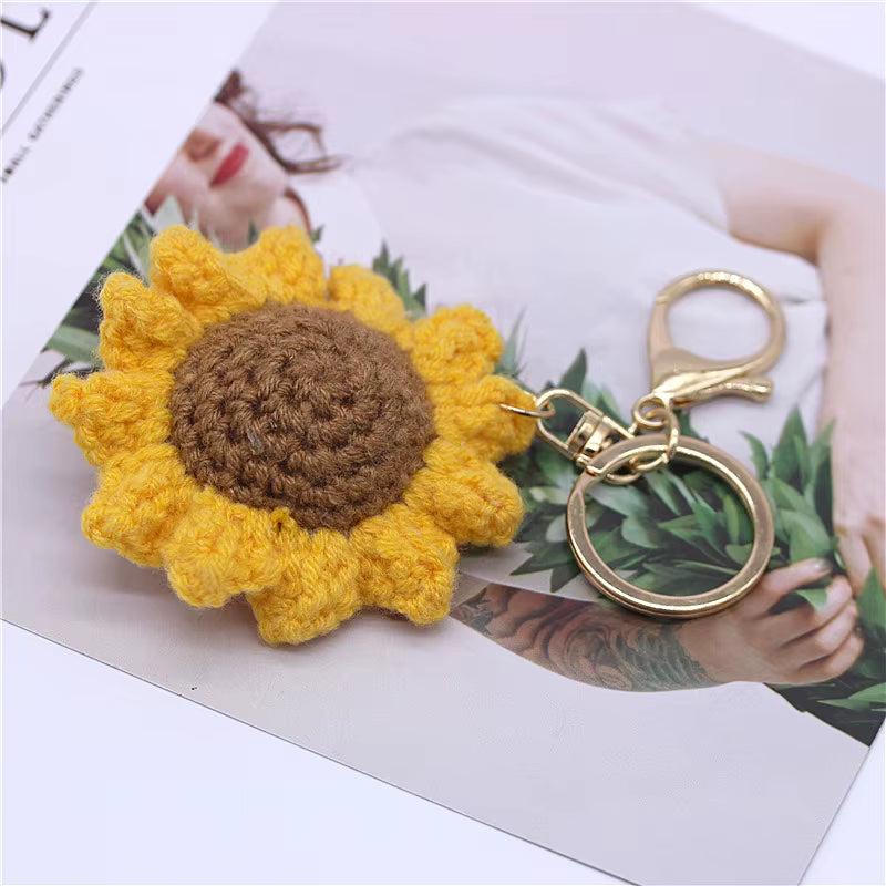 Knitted Sunflower Key & Bag Charm