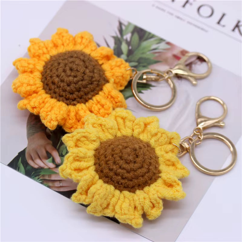 Knitted Sunflower Key & Bag Charm